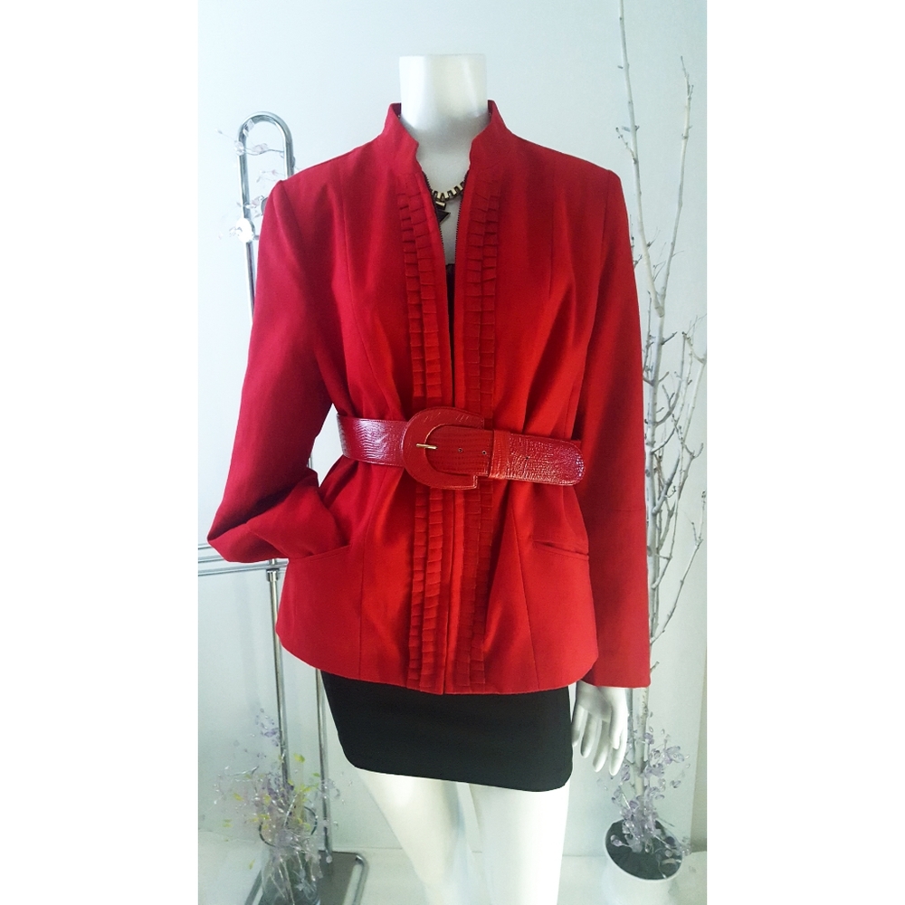 Vintage TanJay🌷Lightweight Red Faux Suede Zip up Jacket/Blazer